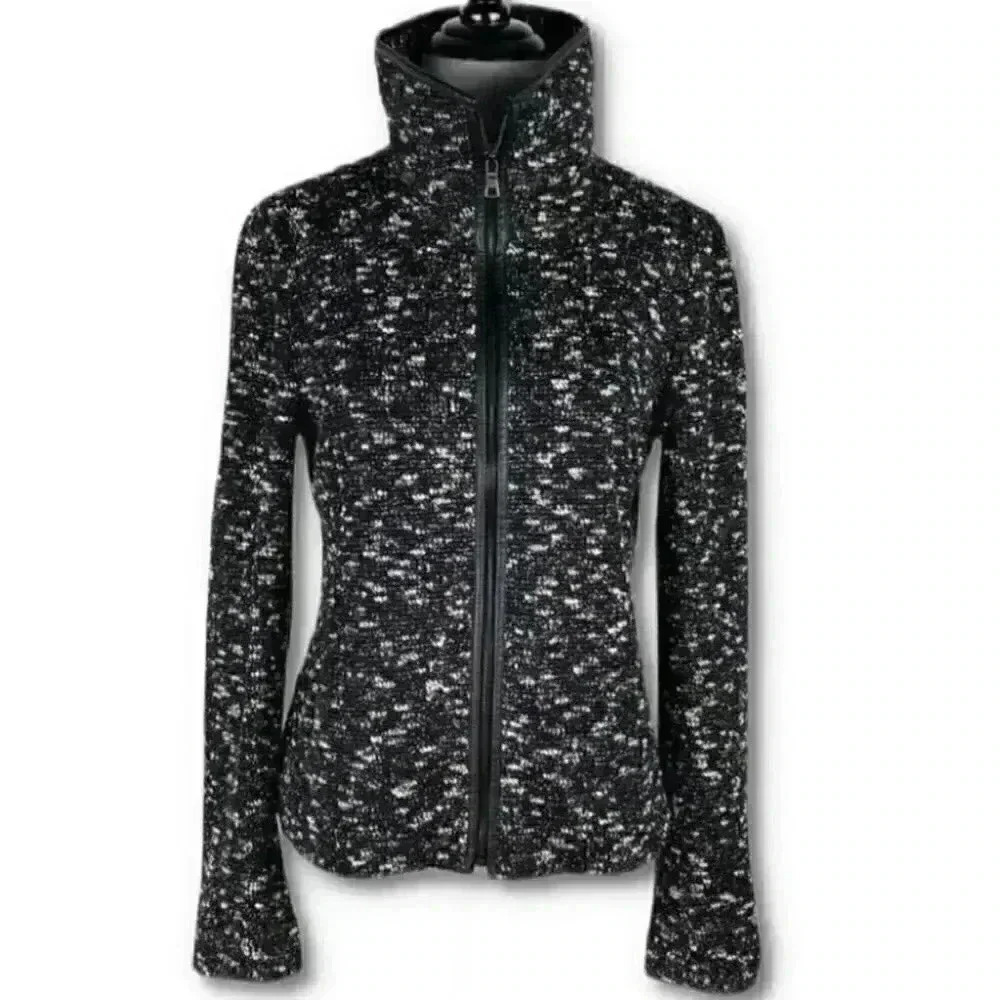 Ann Taylor jacket size S black white zip down - Picture 1 of 12